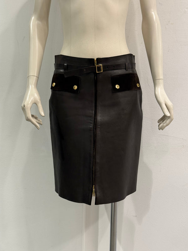 F/W2000 Gucci leather zip mini skirt