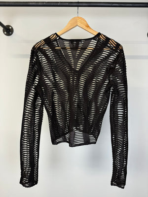 2001 Christian Dior by John Galliano semi-transparent cropped jaquard knit
