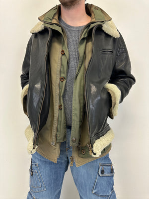 AW2005 Dolce & Gabbana hybrid military shearling jacket