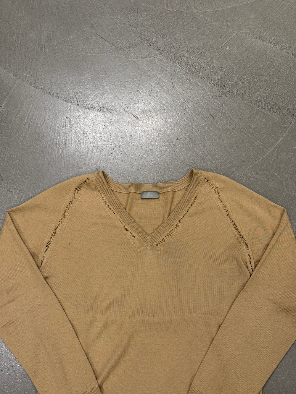 A/W2005 Dior Homme raw edge v-neck distressed knit sweater