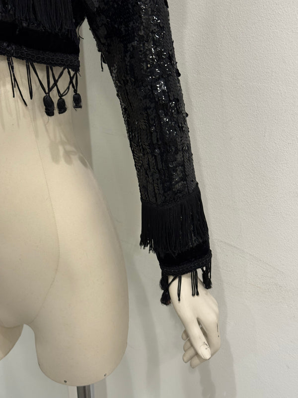 S/S1995 Jean Paul Gaultier cropped sequin fringe top