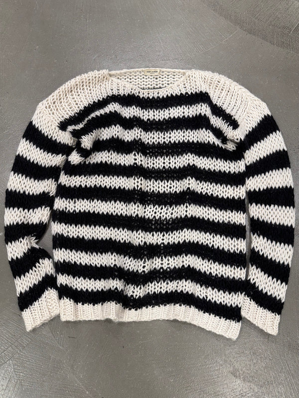 A/W2015 Saint Laurent runway stripe mohair lose sweater