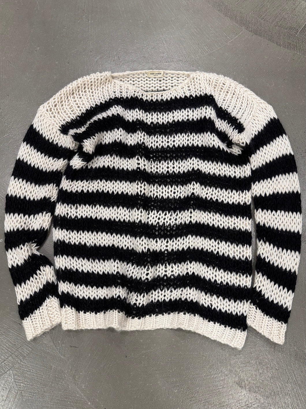 A/W2015 Saint Laurent runway stripe mohair lose sweater