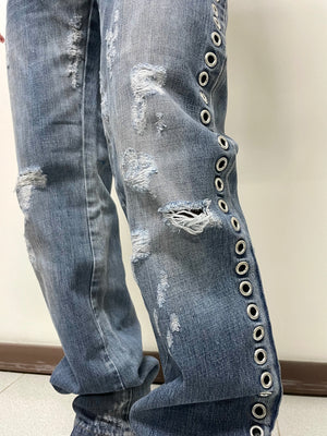 SS06 Dolce & Gabbana eyelet studded holed jeans