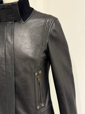 A/W2002 Gucci by Tom Ford ribbed collar leather jacket