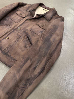 2000s Miu Miu stained treatment leather jacket