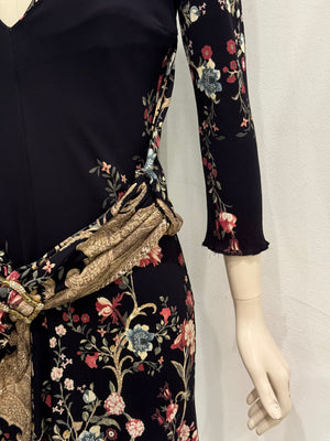 2006 Roberto Cavalli floral baroque wrap dress with belt