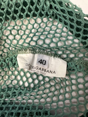 1990s D&G by Dolce & Gabbana green fishnet mesh tank top