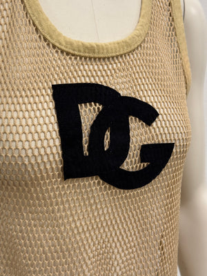 Dolce & Gabbana goat leather logo mesh tank top