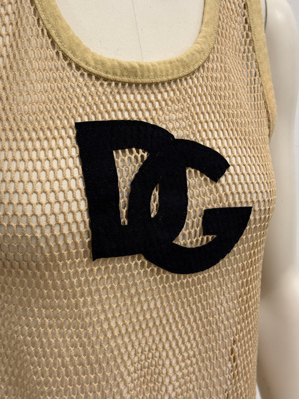Dolce & Gabbana goat leather logo mesh tank top