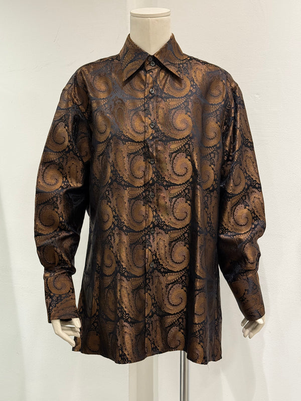 1997 Gucci by Tom Ford runway paisley iridescent silk shirt