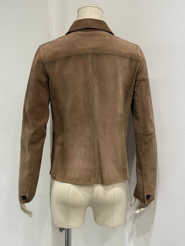 2000s Prada paneled western suede leather blazer