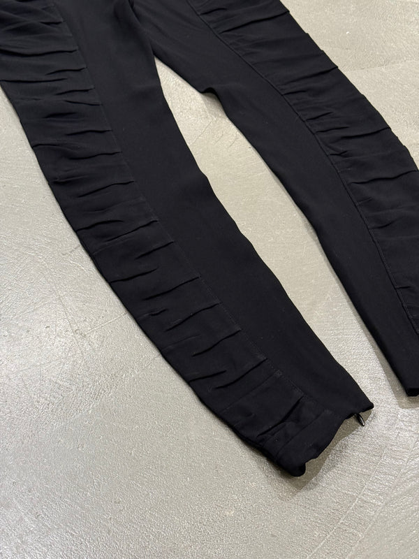 2000s Prada side-ruffle slim fit pants