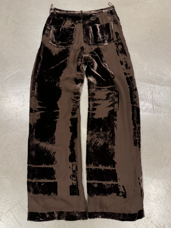 1990s Jean Paul Gaultier mainline velvet double layer distressed pants