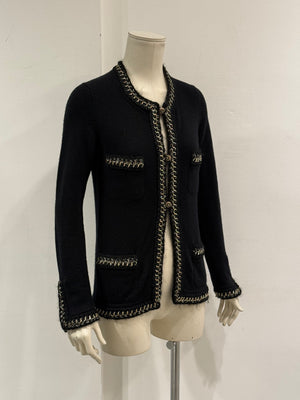 S/S2006 Chanel black cashmere jacket with chain trim