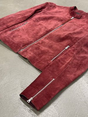 Prada red suede leather biker jacket