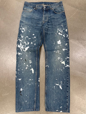 1998 Helmut Lang painter splattered denim straight jeans