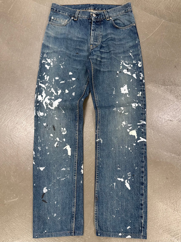 1998 Helmut Lang painter splattered denim straight jeans