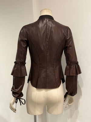 2000s Roberto Cavalli Tie leather jacket