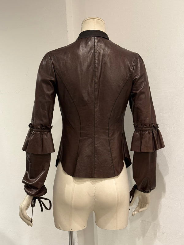 2000s Roberto Cavalli Tie leather jacket