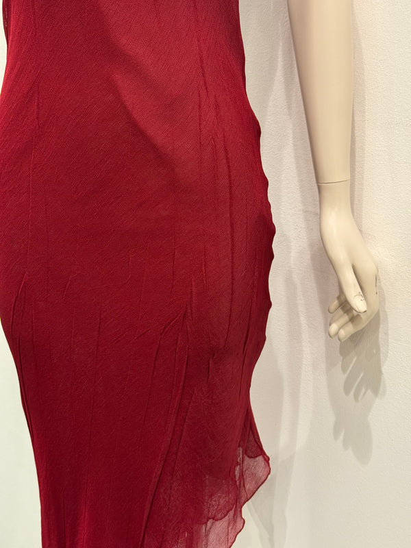 2000s Cavalli wrinkle red dress