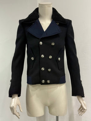 F/W2007 Balenciaga by Ghesquiere double breasted coat with wool shearling collar