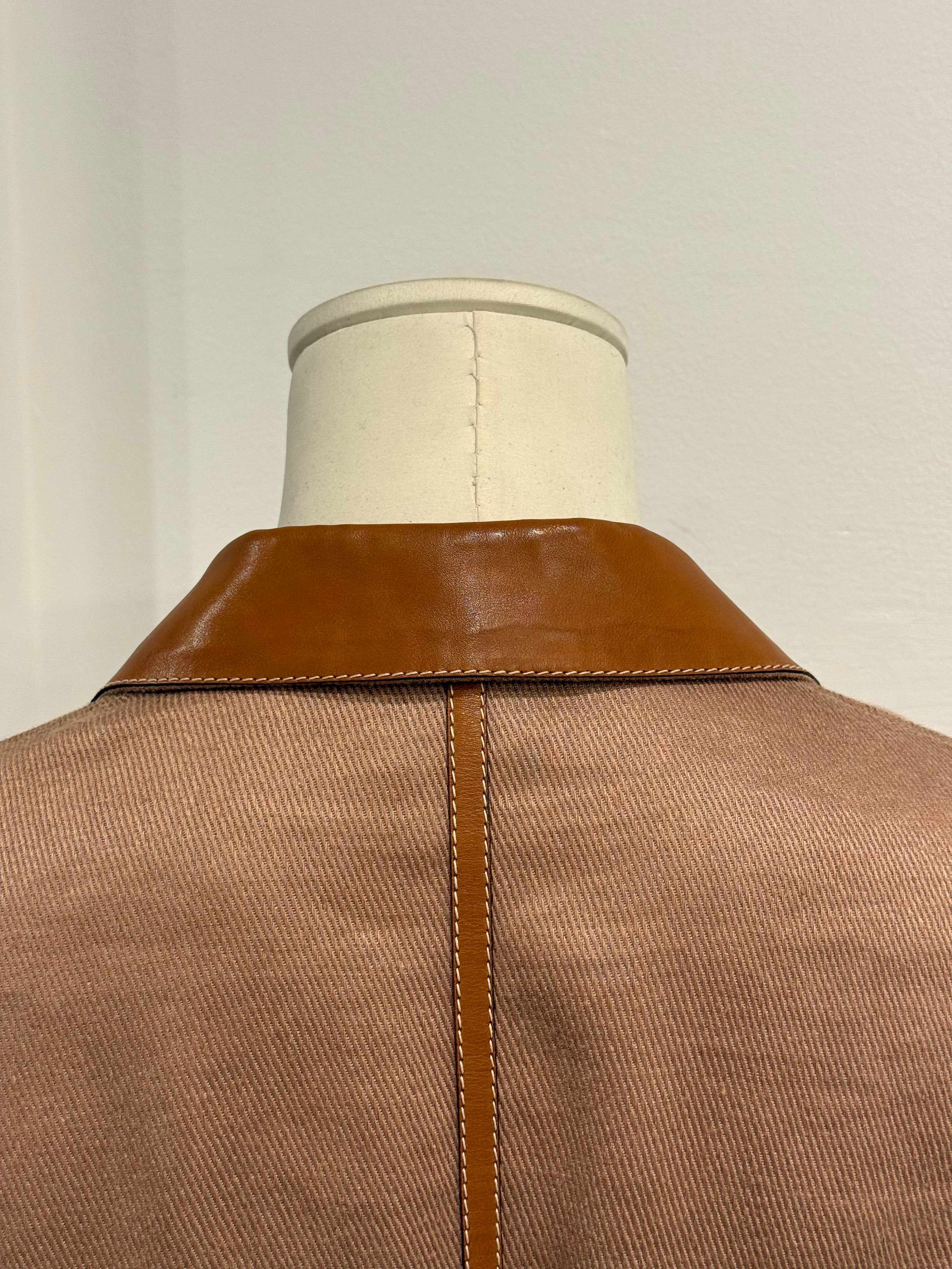 1990s Hermès leather collar blazer