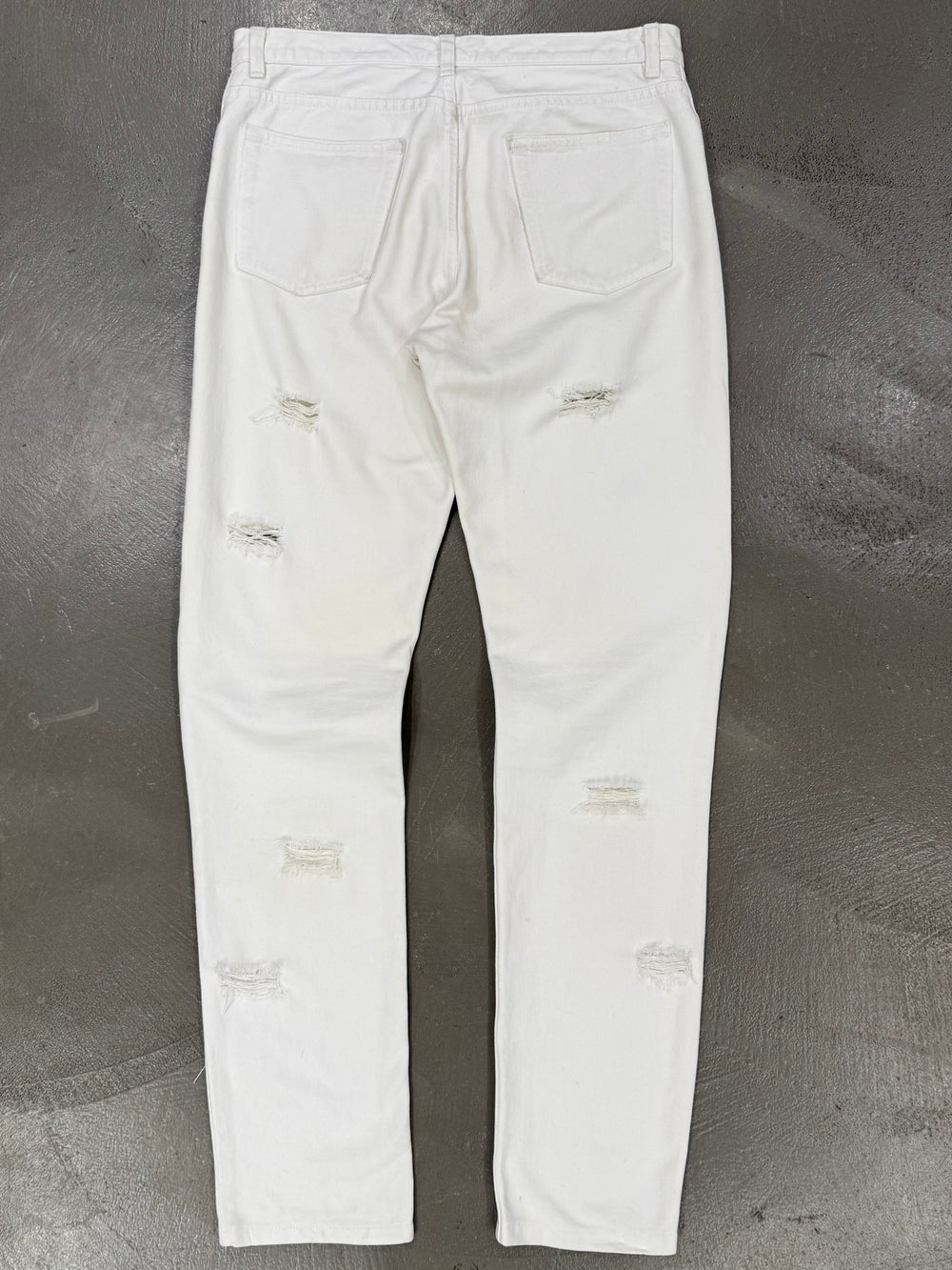 2000s Helmut Lang distressed white jeans