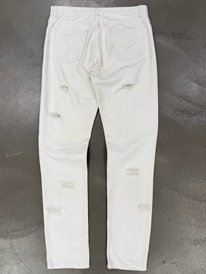 2000s Helmut Lang distressed white jeans