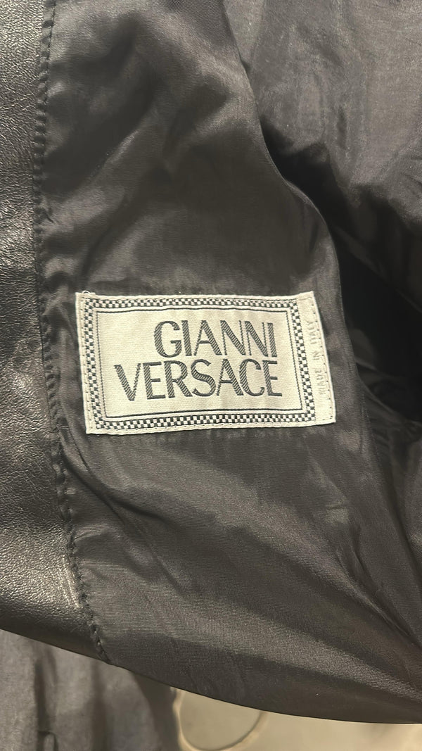 S/S1992 Gianni Versace studded leather jacket with heavy gold metal studs