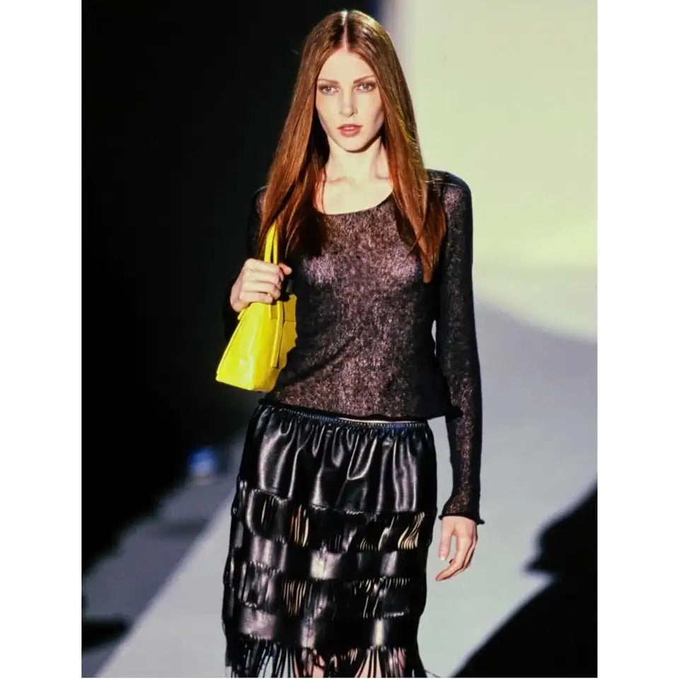 1999 Gucci by Tom Ford runway leather skirt