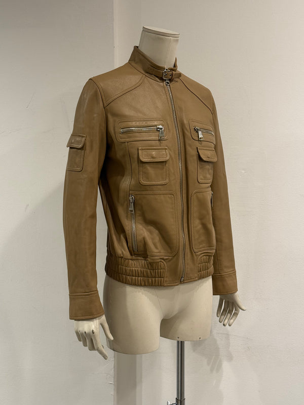 2000s Dolce & Gabbana multi pocket leather jacket