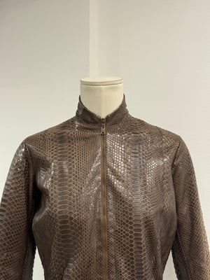 2000s Yves Saint Laurent python skin bomber jacket