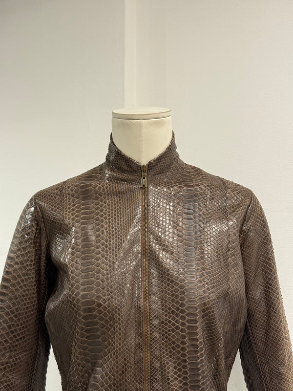 2000s Yves Saint Laurent python skin bomber jacket