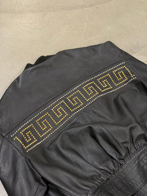 1990s Gianni Versace leather jacket with gold studs details