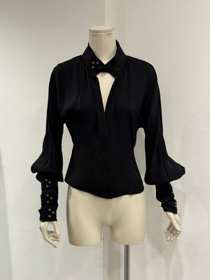 A/W2003 Gucci by Tom Ford grommet choker bondage blouse