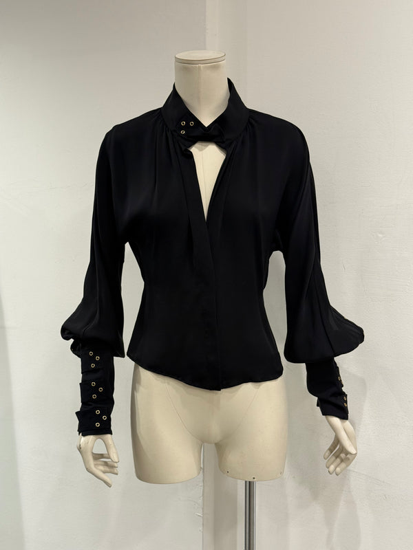 A/W2003 Gucci by Tom Ford grommet choker bondage blouse