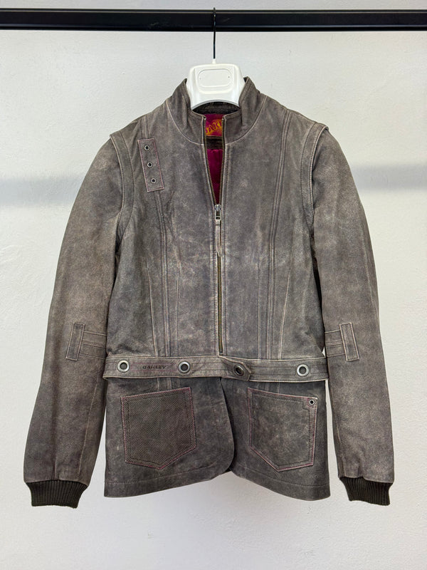 2000s Oakley 2 in 1 modular leather jacket