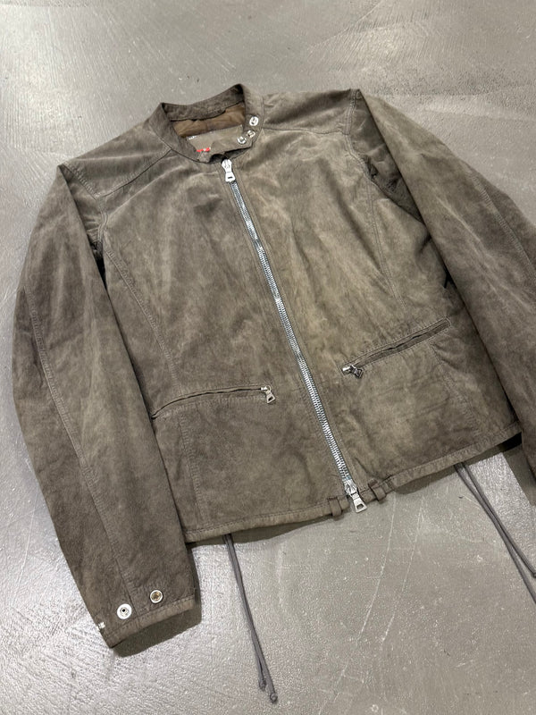 2000s Prada moto lace leather jacket