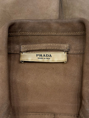 2000s Prada paneled western suede leather blazer