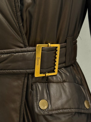 2008 Gucci nylon belted puffer coat