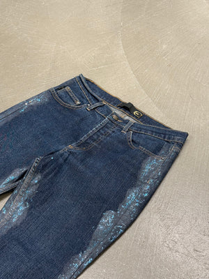 2000s Cavalli crystal-embellished flare jeans