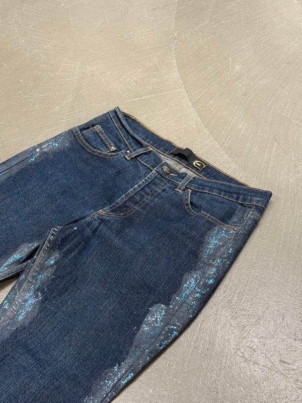 2000s Cavalli crystal-embellished flare jeans