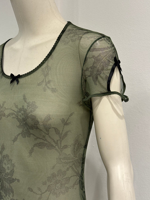 2000s Roberto Cavalli floral print mesh top