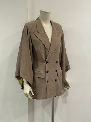 2000s Jean Paul Gaultier wrinkle skin wide sleeve set (jacket + pants)