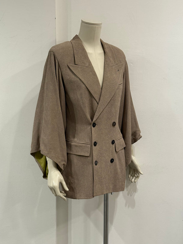 2000s Jean Paul Gaultier wrinkle skin wide sleeve set (jacket + pants)