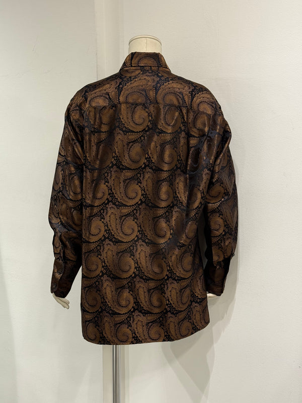 1997 Gucci by Tom Ford runway paisley iridescent silk shirt