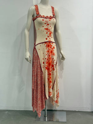 S/S2004 Jean Paul Gaultier red spots print long dress
