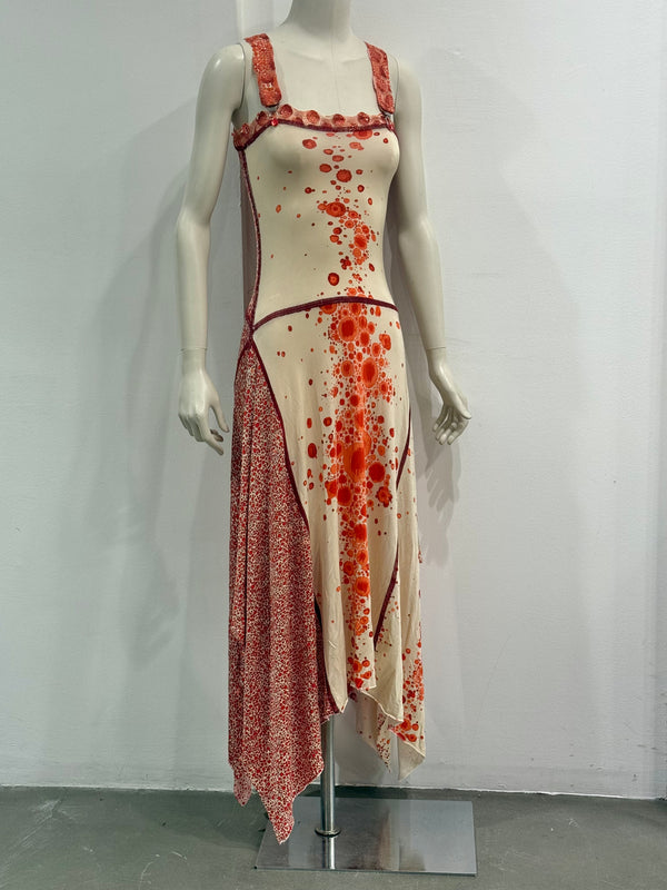 S/S2004 Jean Paul Gaultier red spots print long dress