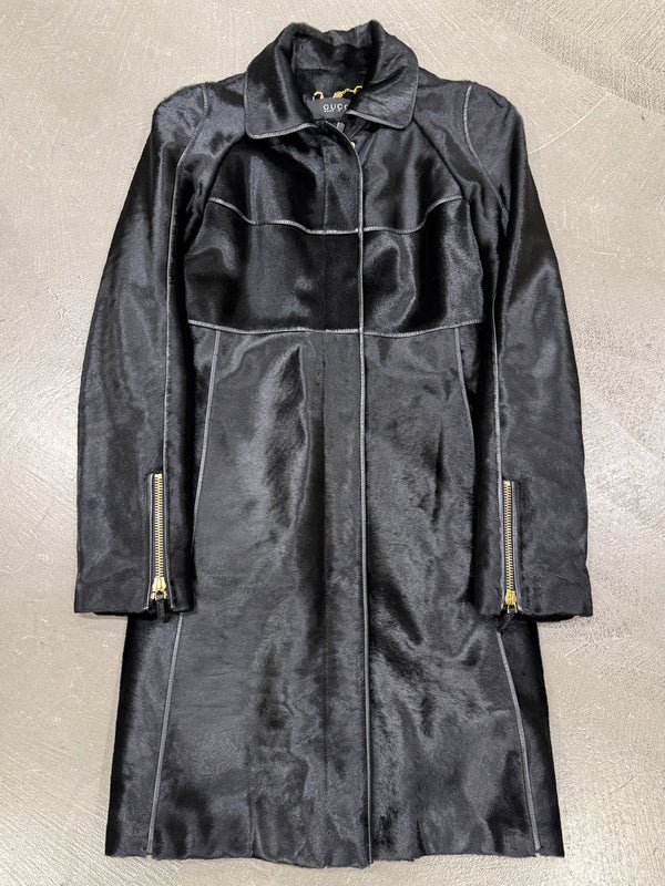 2000s Gucci pony hair leather coat